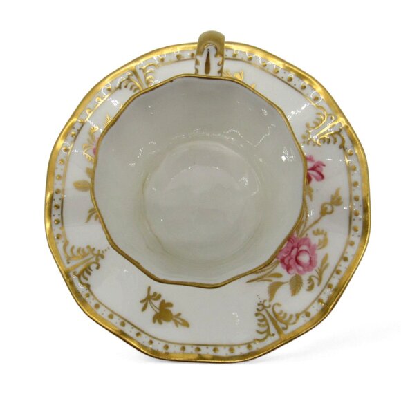 Royal CROWN DERBY Pinxton Pink Roses Cup And Saucer A1155 England Vintage - Picture 7 of 12